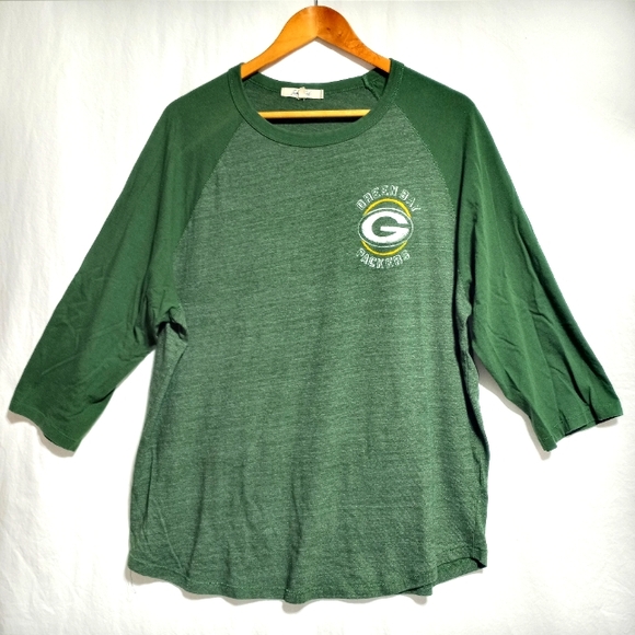 Junk Food Men's Green Bay Packers Raglan XXL Green And Yellow T-shirt - Picture 1 of 8